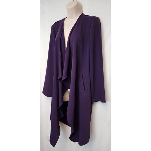 NINE WEST Womens Purple Ruffled Open Cardigan Jacket Size Small - Picture 5 of 8